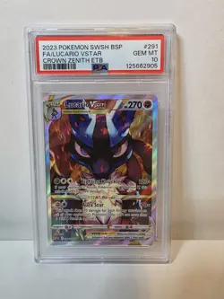 2023 POKEMON SWSH BLACK STAR PROMO #291 FULL ART/LUCARIO VSTAR PSA 10 - Image 1