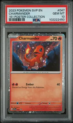 2023 POKEMON SVP EN-SV BLACK STAR PROMO 151 POSTER COLL #047 CHARMANDER PSA 10 - Image 1