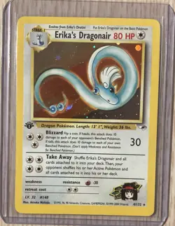 Pokemon 1st Edition Gym Heroes Erika’s Dragonair Holo 4/132 Holo WOTC LP - Image 1