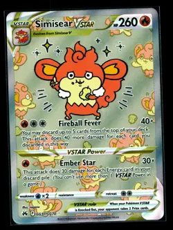 Simisear VSTAR GG37/GG70 Crown Zenith Alternate Art Ultra Rare Pokemon Card NM - Image 1