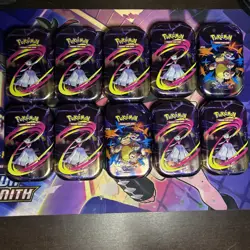Pokemon Mega Evolution Mini Tin Display with 10 EMPTY TINS Pokemon Cards - Image 3