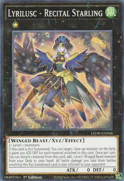 YUGIOH CARD 3 X LYRILUSC RECITAL STARLING LED8-EN046 1ST EDITION - Image 1