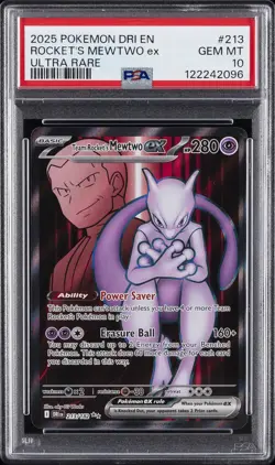 2025 POKEMON DRI EN-DESTINED RIVALS ULTRA RARE TEAM ROCKET'S MEWTWO EX PSA 10 - Image 1