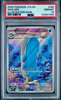 2025 POKEMON JTG EN-JOURNEY TOGETHER ILLUSTRATION RARE #162 WAILORD PSA 10 - Image 1
