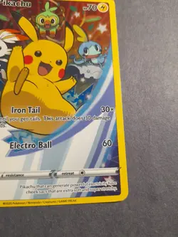 Pikachu SWSH020 Sword & Shield (2020) Black Star Promo Full Art Pokemon TCG DM - Image 3