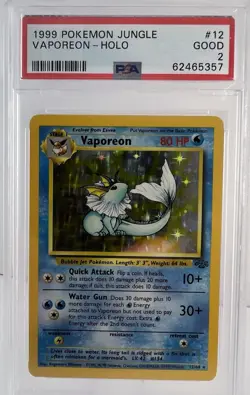 VAPOREON Holo #12/64 1999 Pokemon Jungle PSA 2 Good - Image 1