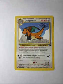 Vintage 1999 Pokemon TCG Dragonite WB Kids Movie Black Star Promo #5 WOTC Stamp - Image 1