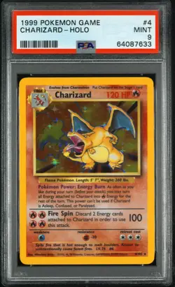 1999 POKEMON BASE SET UNLIMITED #4 CHARIZARD-HOLO PSA 9 - Image 1