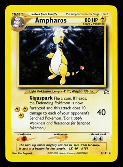 Ampharos 1/111 Holo Rare Neo Genesis Pokemon Card - Image 1