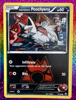 Pokemon Team Magma's Poochyena 17/34 2015 XY Double Crisis TCG Card ! Free S&H ! - Image 1