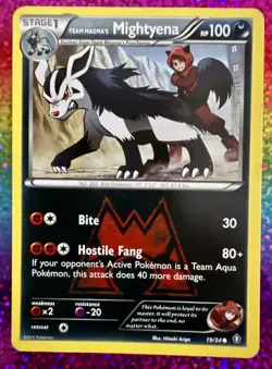 Pokemon Team Magma's Mightyena 19/34 2015 XY Double Crisis TCG Card !Free S&H! - Image 1
