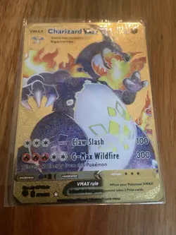 Charizard VMAX Gold Metal Pokemon Card - Ships Fast - Image 1
