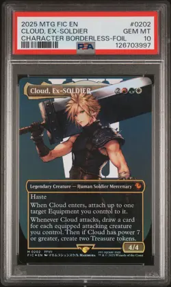 2025 MTG FINAL FANTASY COMMANDER #0202 CLOUD, EX-SOLDIER PSA 10 - Image 1