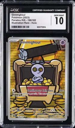 2023 POKEMON PARADOX RIFT ILLUSTRATION RARE HOLO #198 GIMMIGHOUL CGC 10 GEM MINT - Image 1