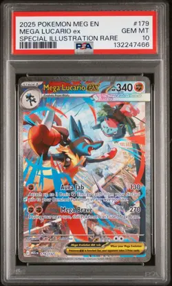 2025 POKEMON MEG EN-MEGA EVOLUTION 179 MEGA LUCARIO EX SIR - PSA 10 - Image 1