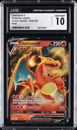 2023 POKEMON CROWN ZENITH HOLO #018 CHARIZARD V CGC 10 GEM MINT - Image 1