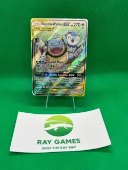 Pokemon TCG Blastoise & Piplup GX 215/236 Cosmic Eclipse Alternate Art Holo HP - Image 1
