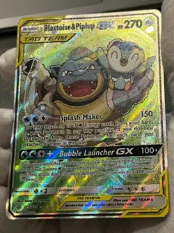 Pokemon TCG Blastoise & Piplup GX 215/236 Cosmic Eclipse Alternate Art Holo HP - Image 5