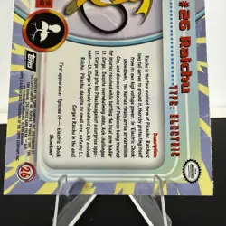 Raichu #26 Holo Foil Pokemon 1999 Topps Series 1 TV Animation NM - Image 4