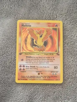 Pokemon TCG Moltres Holo Rare Card 12/62 Fossil 1st Edition Never Played Nice - Image 1