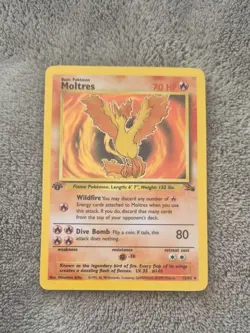Pokemon TCG Moltres Holo Rare Card 12/62 Fossil 1st Edition Never Played Nice - Image 2
