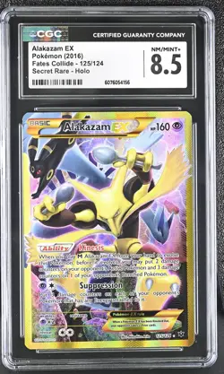 CGC 8.5 Alakazam EX 2016 Fates Collide 125/124 Secret Rare Holo Pokemon Card - Image 1
