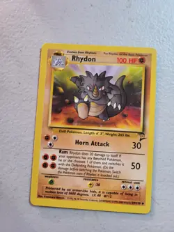 1x Pokemon TCG Rhydon Card #59/130 Non-Holo Uncommon Base Set 2 Unlimited LP - Image 1