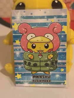 Pikachu Slowpoke Poncho- Cracked Ice Holo - Christmas Card Database - Pokemon NM - Image 1
