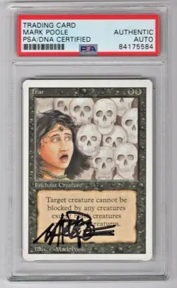 1995 MTG Magic The Gathering Mark Poole Signed Fear Card PSA/DNA - Image 1