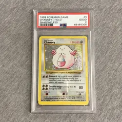 1999 Pokemon Game Chansey-Holo Shadowless PSA 2 GOOD 3/102 - Image 1