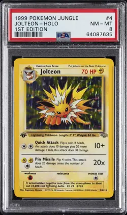 1999 POKEMON JUNGLE 1ST ED #4 JOLTEON-HOLO PSA 8 - Image 1