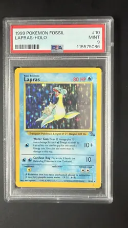Pokemon Lapras Fossil 10 Holo Unlimited Rare 1999 PSA 9 Mint - Image 1