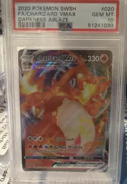 2020 Pokemon SWSH FA/Charizard VMAX Darkness Ablaze #020 PSA 10 - Image 1