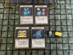 Yugioh Dungeon Dice Monsters Gold Sarcophagus/Monster Cannon Set + 2 Cards -Dave - Image 1