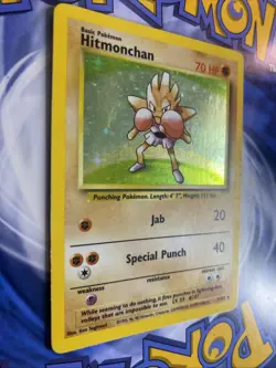 Pokemon TCG: Nockchan (Hitmonchan) 7/102 Holo Rare Base Set 1999 MP - Image 2