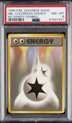 1996 POKEMON JPN BASIC NO RARITY SYMBOL DOUBLE COLORLESS ENERGY PSA 8 - Image 1