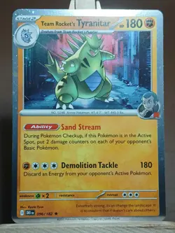 Team Rocket's Tyranitar 096/182 Sv10: Destined Rivals Cosmo Holo Promo Pokemon - Image 1