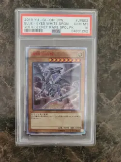 2019 YU-GI-OH! JPN 20TH SECRET RARE SPECIAL PACK BLUE-EYES WHITE DRAGON PSA 10 - Image 2