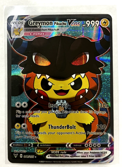 Greymon Pikachu Pokemon Card VCOS Holo Cosplay w/ Video - Image 4