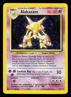 Alakazam 1/102 Holo Rare Base Set Pokemon Card - Image 1