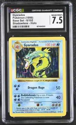 CGC 7.5 Gyarados 1999 Base Set 6/102 Shadowless Holo Pokemon Card - Image 1