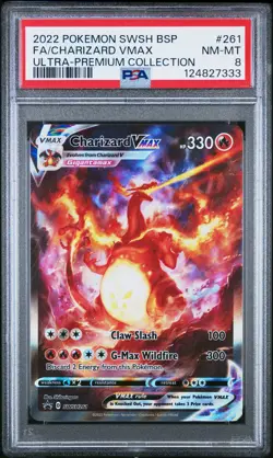 2022 POKEMON SWSH BLACK STAR PROMO #261 FULL ART/CHARIZARD VMAX PSA 8 - Image 1