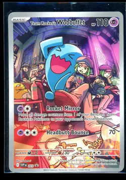 Pokemon Destined Rivals Team Rocket’s Wobbuffet Promo 203 Illustration Rare NM - Image 1