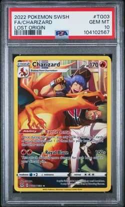 2022 POKEMON SWORD & SHIELD LOST ORIGIN #TG03 FULL ART/CHARIZARD PSA 10 - Image 1