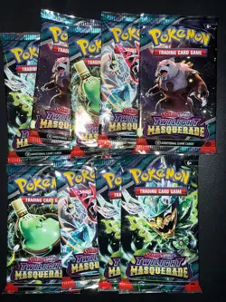 Pokemon Twilight Masquerade Booster Pack Lot (9) - Unweighed - Image 1