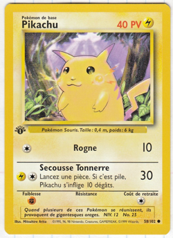 Pokemon 1st Edition Base French Pikachu French 58/102 MINT Wizards of the Coast - Image 1