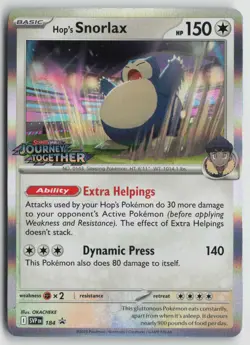 Hop's Snorlax - (Prerelease) Promo SV: Scarlet & Violet Promo Cards 184 NM - Image 1