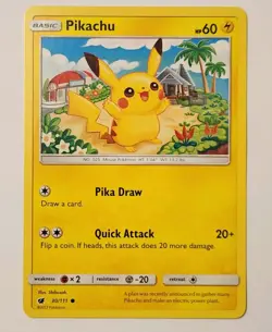 Pikachu 30/111 NM Pokemon 2017 Sun & Moon Crimson Invasion TCG Card - Image 3