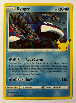 Kyogre 003/025 Holo Rare Celebrations 25th Anniversary Pokemon Card LP - Image 1