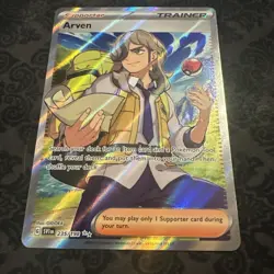 Pokemon TCG Scarlet & Violet Arven Trainer Full Art Ultra Rare Holo Card 235/198 - Image 1